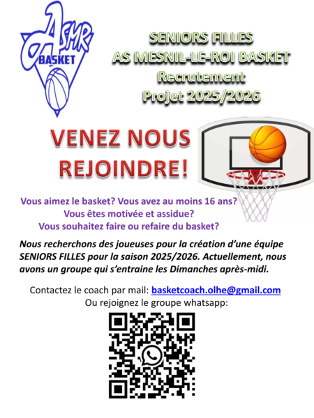 AS MESNIL-LE-ROI (78) nouvelle équipe SENIORS FILLES ouvre son recrutement! as-mesnil-le-roi-78-nouvelle-equipe-seniors-filles-ouvre-son-recrutement